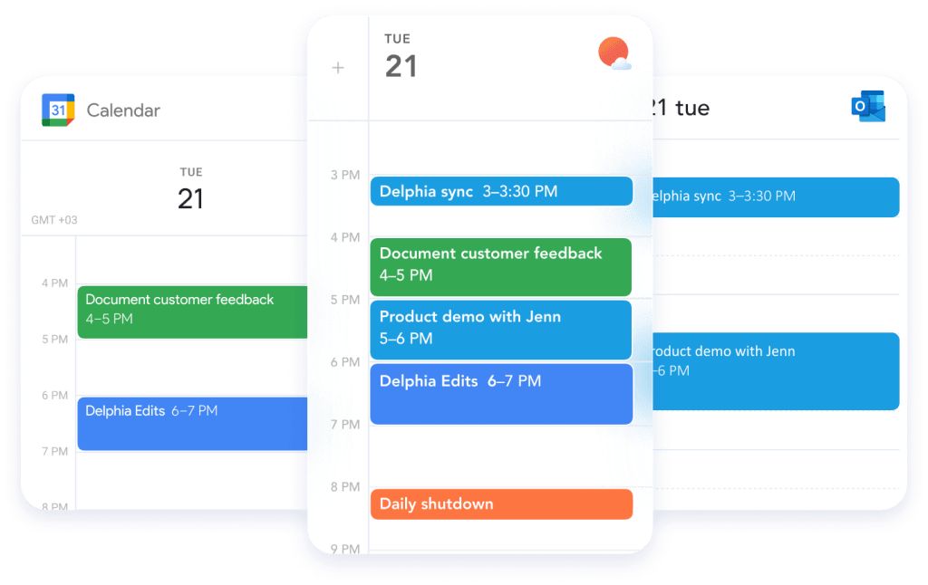 Calendar showing blocked out time for smaller tasks.